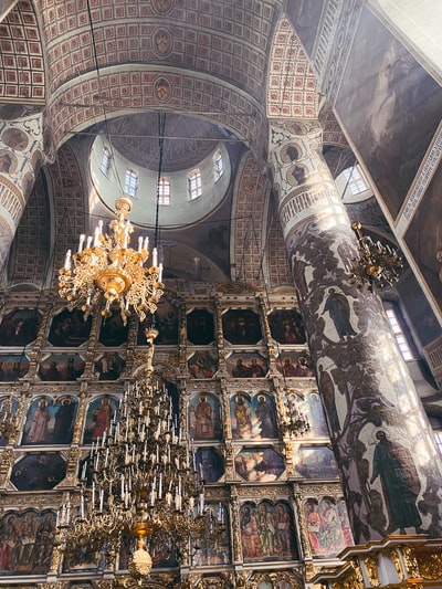 Gold and black cathedral interior
